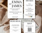 Modern Wedding Invitation Template Set | Editable Canva 3 Card Suite | Printable Wedding Invite Bundle