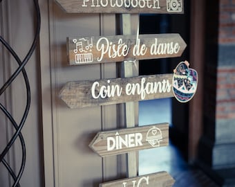 Personalized wedding arrow sign | Wedding direction sign sticker | Ceremony and reception direction sign