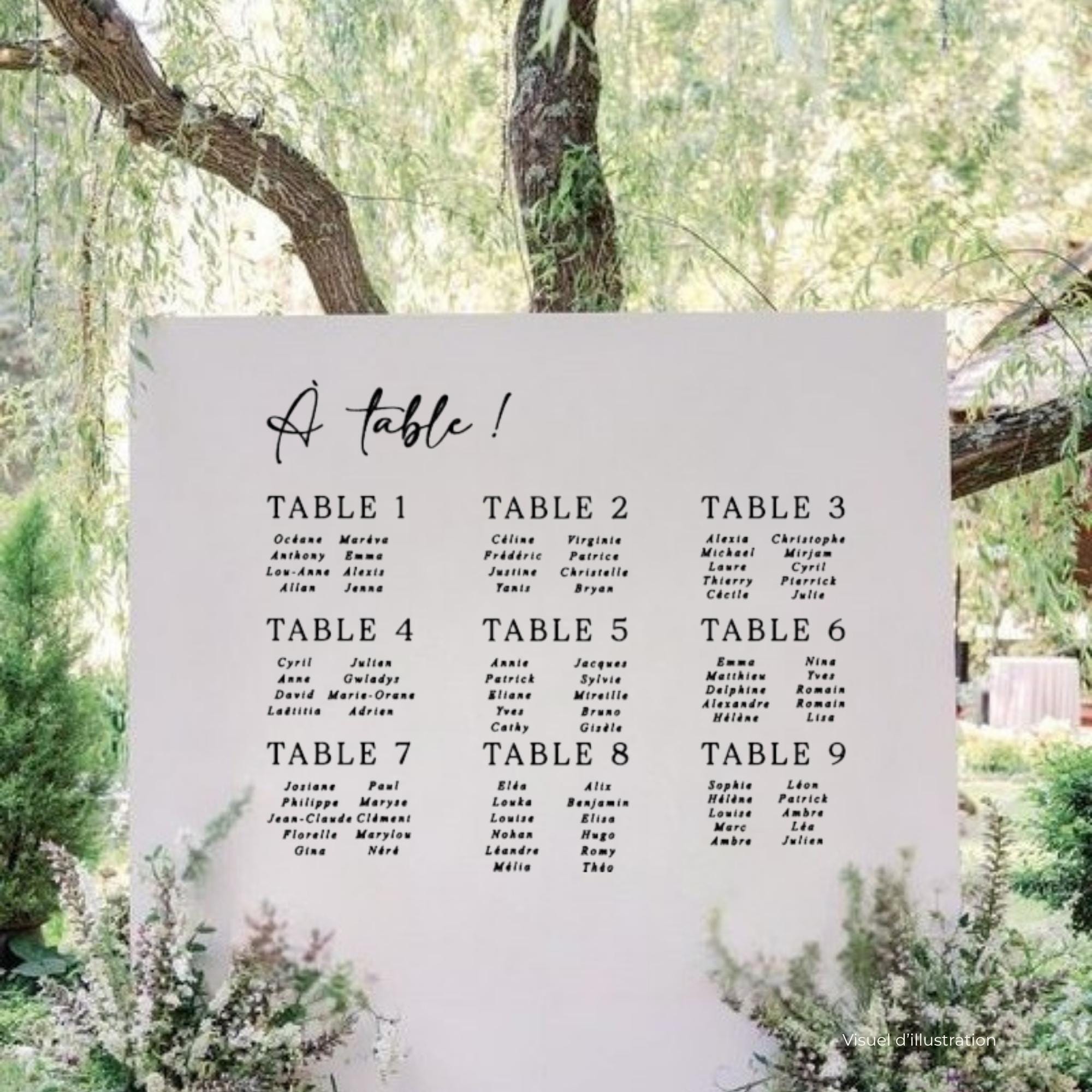 Plan de table mariage personnalisé