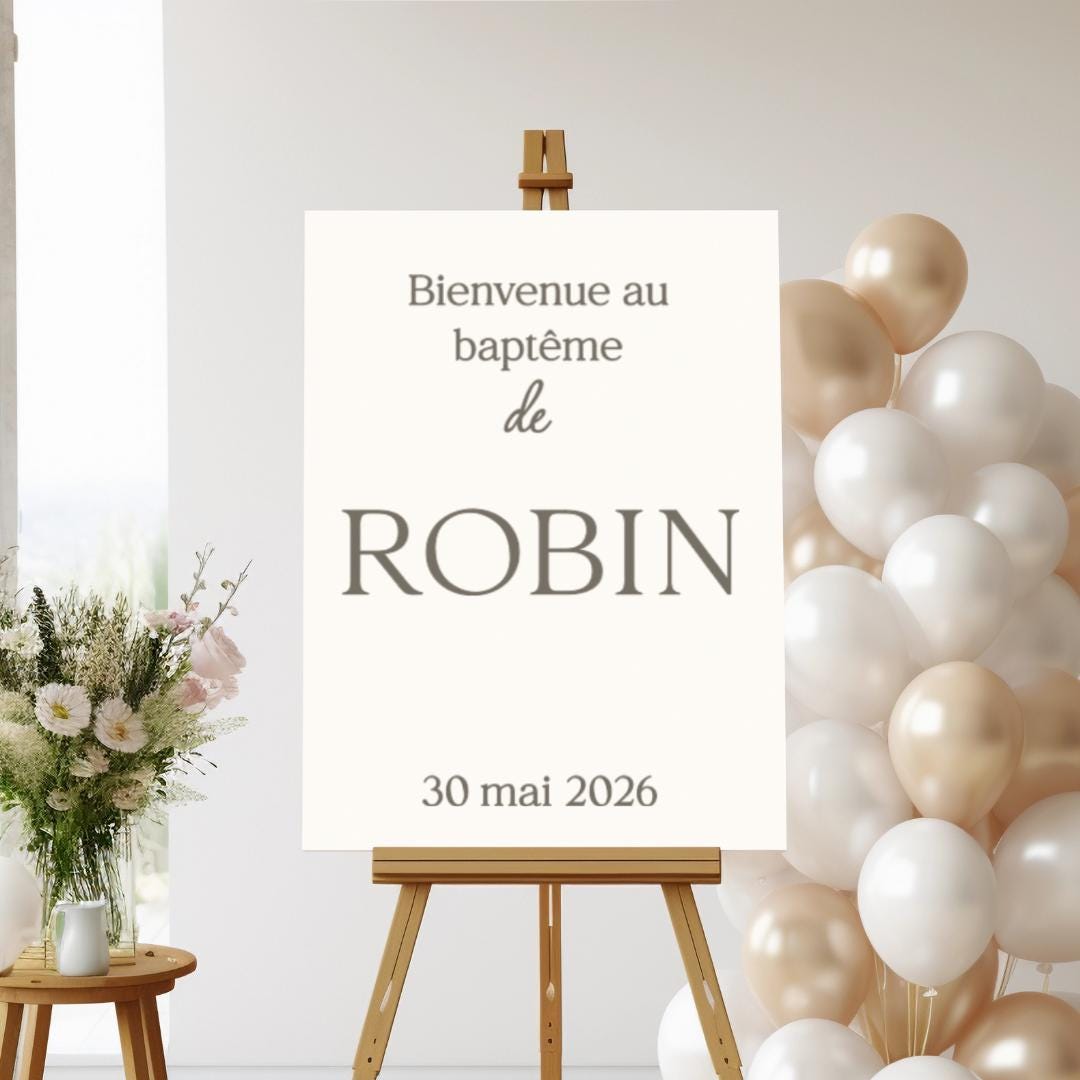 Sticker panneau de bienvenue baptême personnalisé
