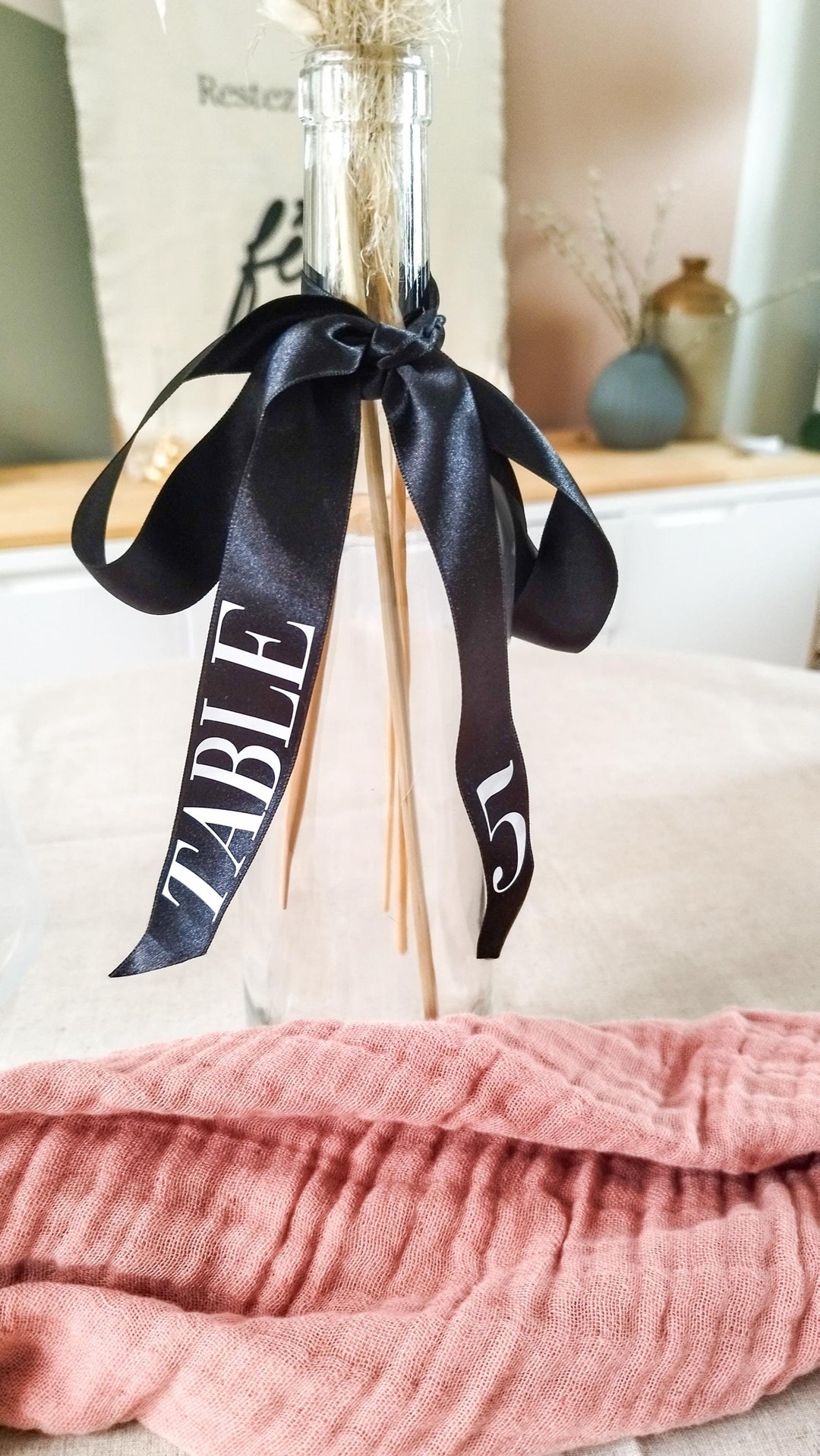 Personalized Table Number Ribbon • Satin Ribbon With Text for Wedding ...