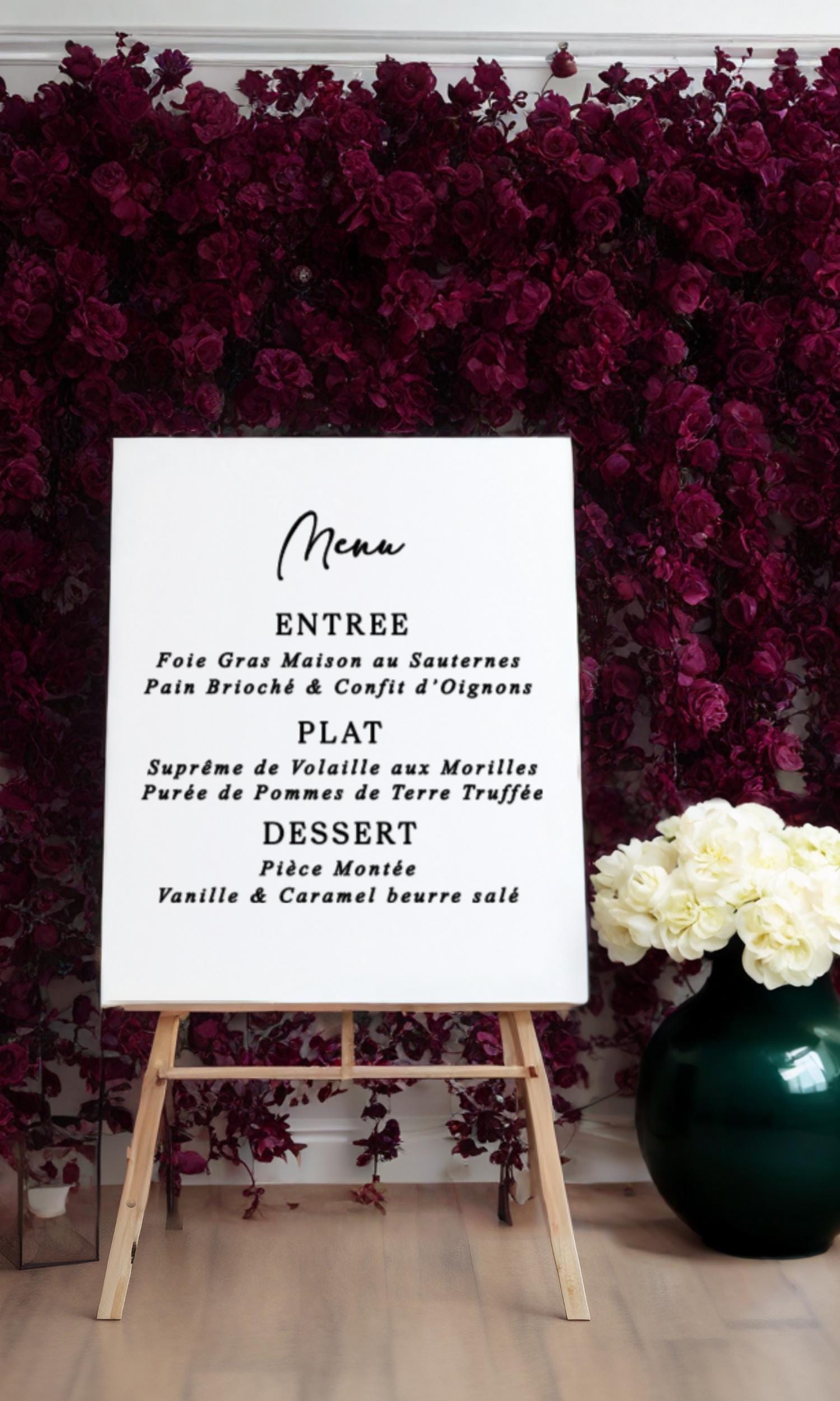 Menu mariage personnalisé minimaliste chic