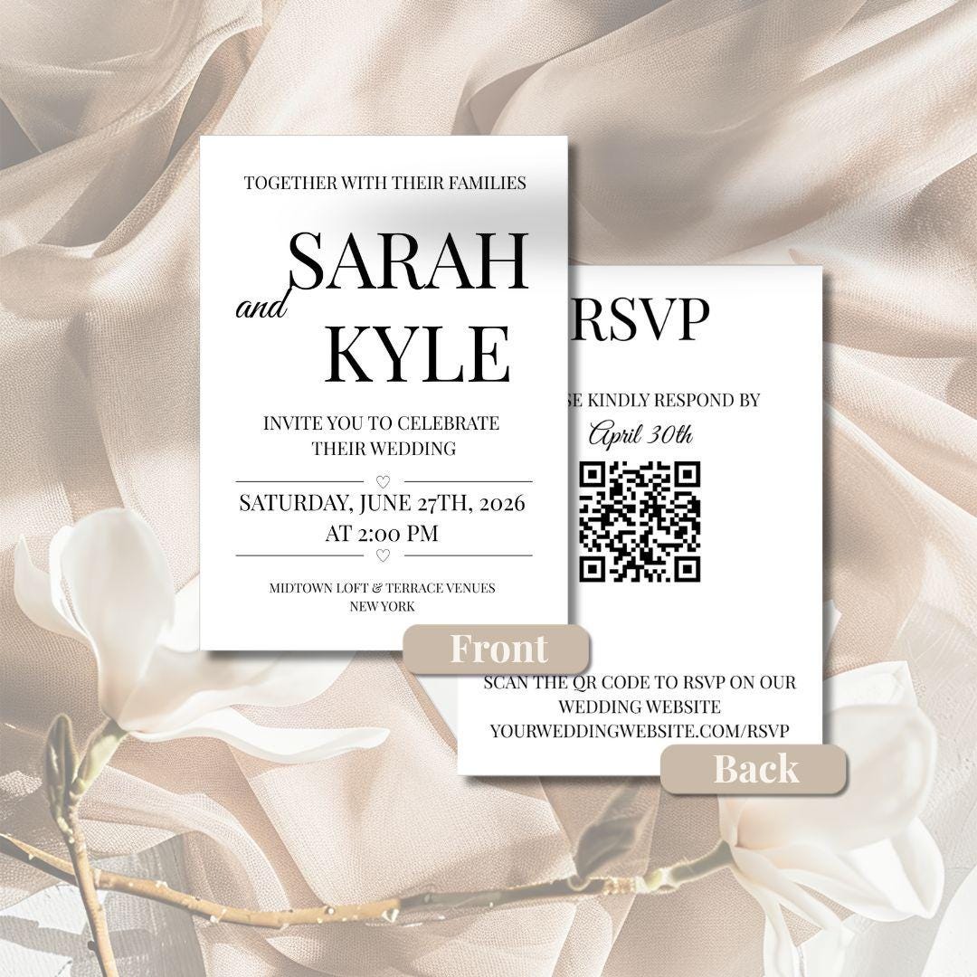Modèle d'invitation mariage élégant et simple