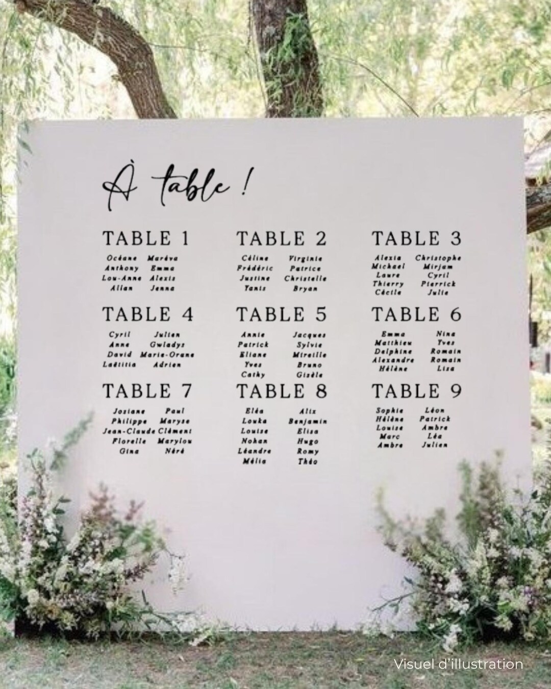 Panel Seating Map Personalized Minimalist Chic Wedding Seating Chart – Large Elegant ...