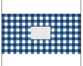 Blaue Gingham-Clutch-Nadelspitzen-Digitalkarte, Kreuzstichmuster, Nadelspitzen-Clutch