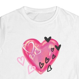 Heart Design Women&#39;s Softstyle Tee, Pink Heart Print Shirt, Cute V-Day T-Shirt, Romantic Love Tee, Casual Graphic Tee, Mugsforyourcupboard