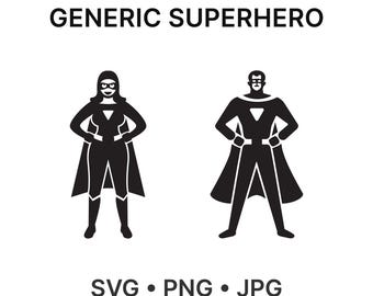 Superheld SVG PNG Clipart: Männlich & Weiblich Flaches Design (Digitaler Download)