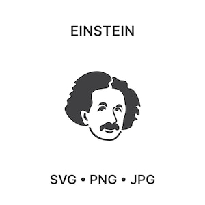 Albert Einstein Minimalist Portrait SVG, Flat Design Vector Art, Simple Einstein Clipart, cut file