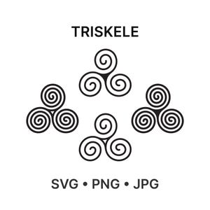 File di taglio SVG Triskele — 4 disegni di triskelion celtici (download digitale)