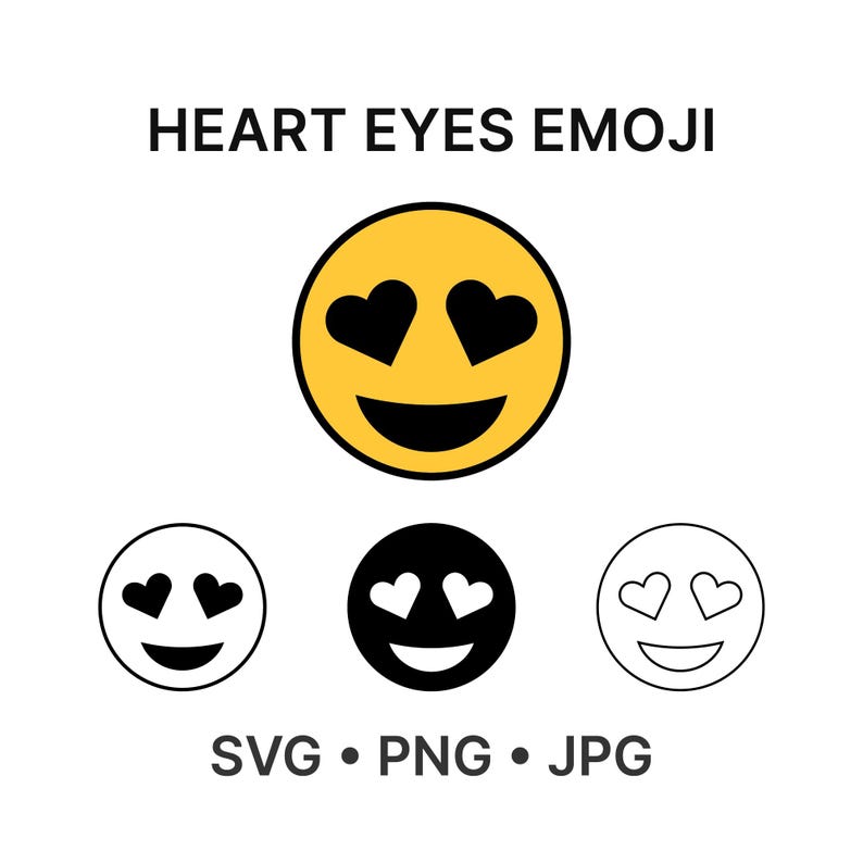 Heart Eyes Emoji SVG Bundle | Cut Files | Valentine Emoji Clipart - Etsy