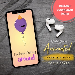 Tarjeta electrónica de felicitación animada de feliz cumpleaños. Divertido. Tarjeta electrónica móvil digital de cumpleaños. Tarjeta electrónica móvil de cumpleaños. Saludos digitales. Descarga instantánea.