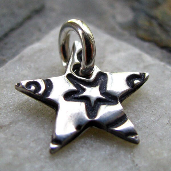 Magical Silver Star Charm, PMC Fine Silver Jewelry