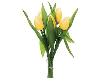 Tulips Yellow Silk 6 x 35cm/14 Inch Stems