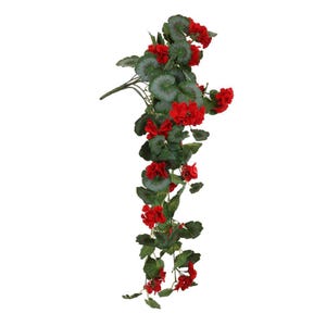Faux Silk Trailing Red Geranium Bush 75cm/29 Inches