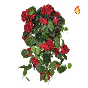 Faux Silk Trailing Geranium Bush 73cm/29 Inches Red Fire Retardant