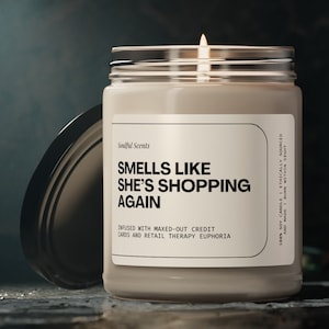 Shopping Lover Gifts - Shopping Addict Gifts - Gift for Shoppers - Funny Shopaholic Gifts Candle