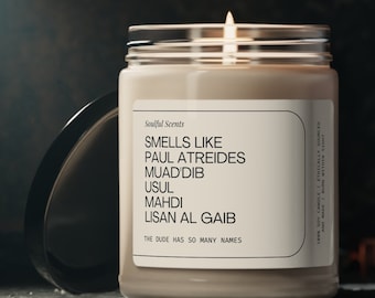 Dune Inspired Soy Candle  - Dune Movie Merch - Paul Atreides, Lisan Al Gaib  Funny Candle -  Timothée Chalamet Fan Gift