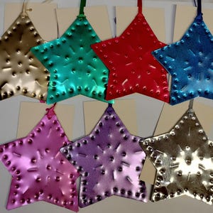 Christmas Ornaments-Tin Punched Star-seven available colors
