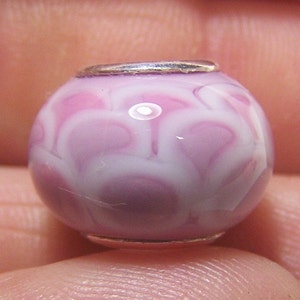Lampwork Bead -Pink Lotus Blossom- ( European Style Lined Bead) SRA S105