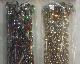 Tin Icicles Christmas Ornaments- Assorted-7 1/2 inch long Tapered- Bag of 28-in Jeweled tones or Traditional Gold and Silver-made by Colleen