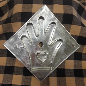 Tin Cookie Cutter- Heart in Hand- Handmade out of Food Grade Tinplate Steel in the USA