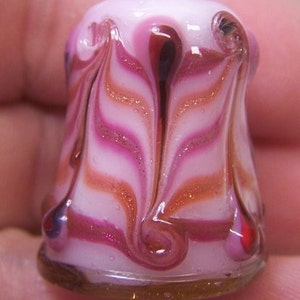 Handmade Lampwork Glass Thimble -Pink Peacock in Glass-  SRA  S105