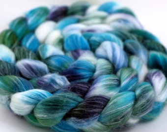 Aegean - Handpainted Merino/Silk/Bamboo blend wool top/roving - 4 oz