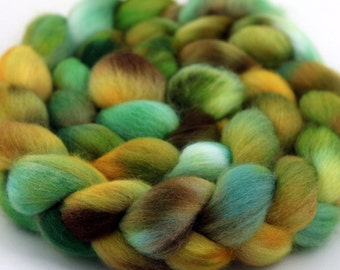 Ginkgo - Handpainted Falkland wool top/roving - 4 oz