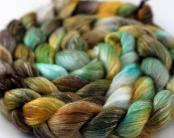 Meadow - Handpainted Merino wool/Tencel blend top/roving - 4 oz