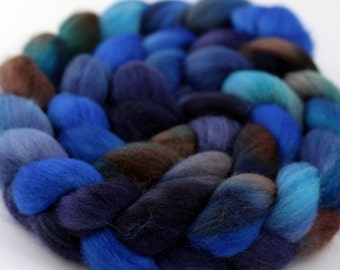 Blueberry Picking - Handpainted Falkland wool top/roving - 4 oz