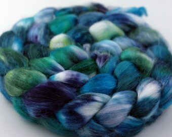 Aegean - Handpainted Superwash Merino wool/Silk blend top/roving - 4 oz