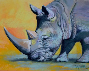 Rhino a pastel painting by Pattie Wall