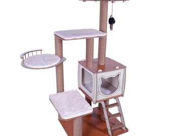 Ultra Large Cat House, Cat Playhouse, Wooden Cat House, Scratching Post, Pet Furniture, Cat Bed, Pet Gifts