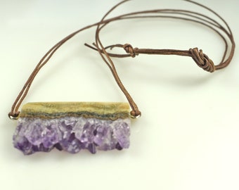 Amethyst Geode Slice Pendant Necklace