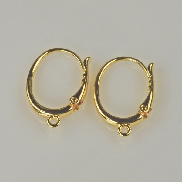 Gold Plated Oval Hoop Earring Findings Leverback Earrings