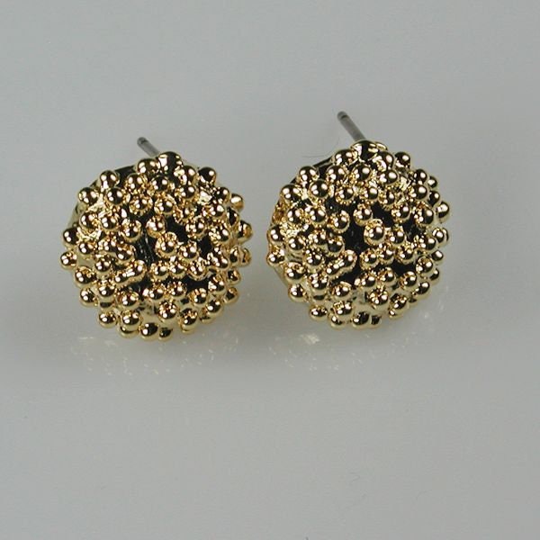 Round Textured Gold Plated Earring Finding Destash