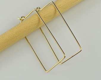 Gold Wire Rectangle Earrings Geometric Earrings