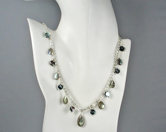 Labradorite and Abalone Sterling Seascape Necklace