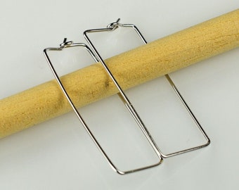 Silver Wire Rectangle Earrings Geometric Earrings