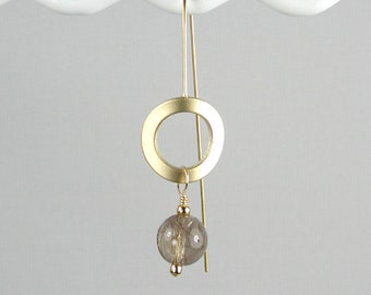 Golden Rutile Quartz Earrings Modern Neutral Earrings