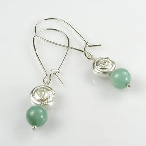 Light Blue Angelite and Silver Wire Casual Dangle Earrings