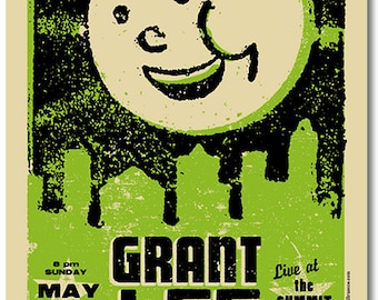 Grant Lee Phillips of Grant Lee Buffalo silkscreen print - Screenprinted Concert Poster - Columbus, OH 2010 - Moon - City - Gigposter