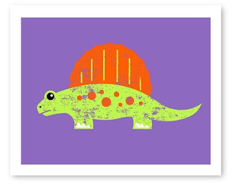Dimetrodon Sail Back Dinosaur art print - 8x10 Dino Design - great for kids room