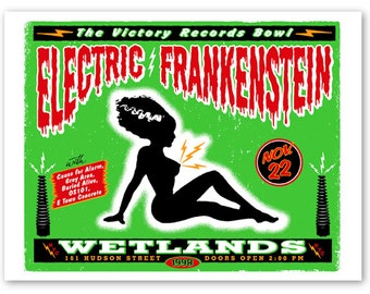 Electric FRANKENSTEIN mudflap girl rock concert POSTER, screenprinted new york gigposter nyc 18 x 24