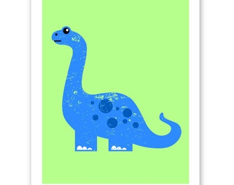 Apatosaurus - Brontosaurus Full Color Art Print - 8x10 Jurassic Dinosaur Design