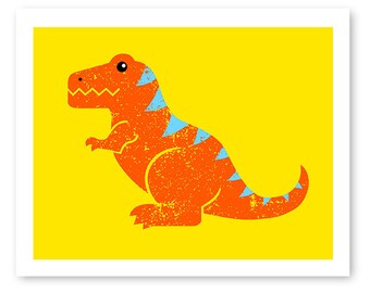 Tyrannosaurus Rex Dinosaur art print- 8 x 10 full color Trex design - great for kids room