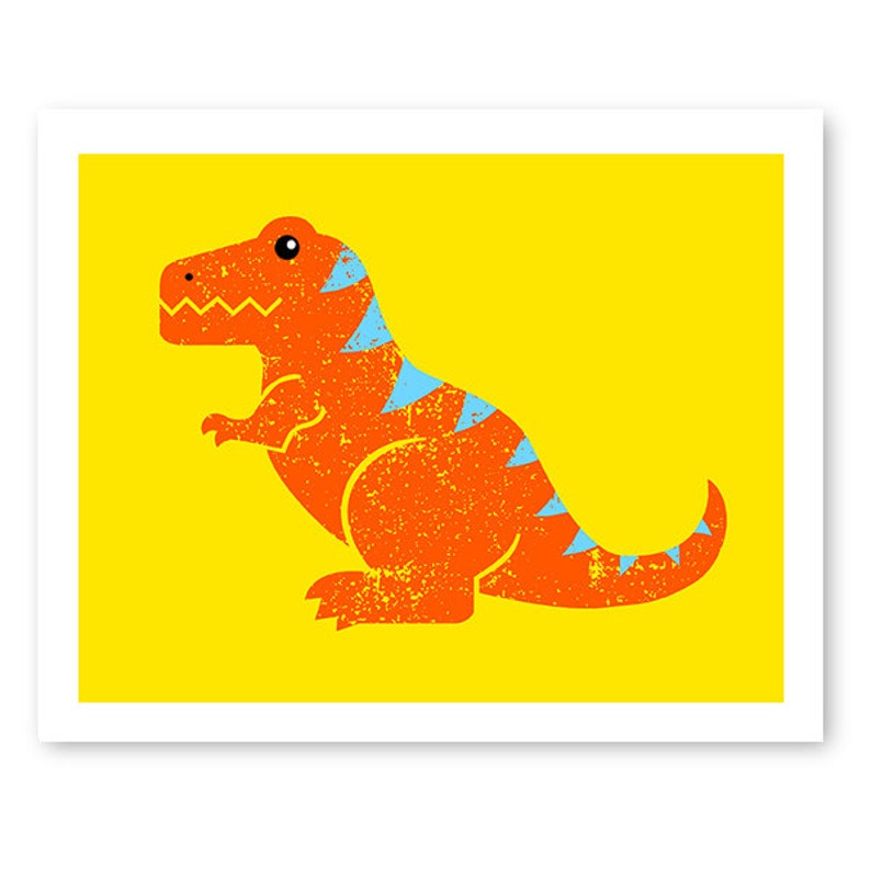 Tyrannosaurus Rex Dinosaur art print 8 x 10 full color Trex design great for kids room image 1