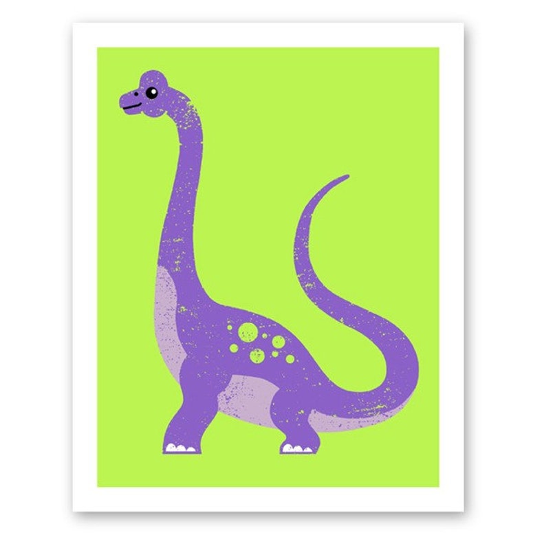 Brachiosaurus Dinosaur Art Print 8x10 full color Dino print great for kids room image 1