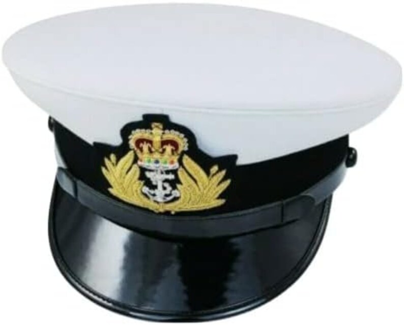 Royal Navy Officer Cap, Naval Peak Cap, R N Cap Bullion Queen Badge ...