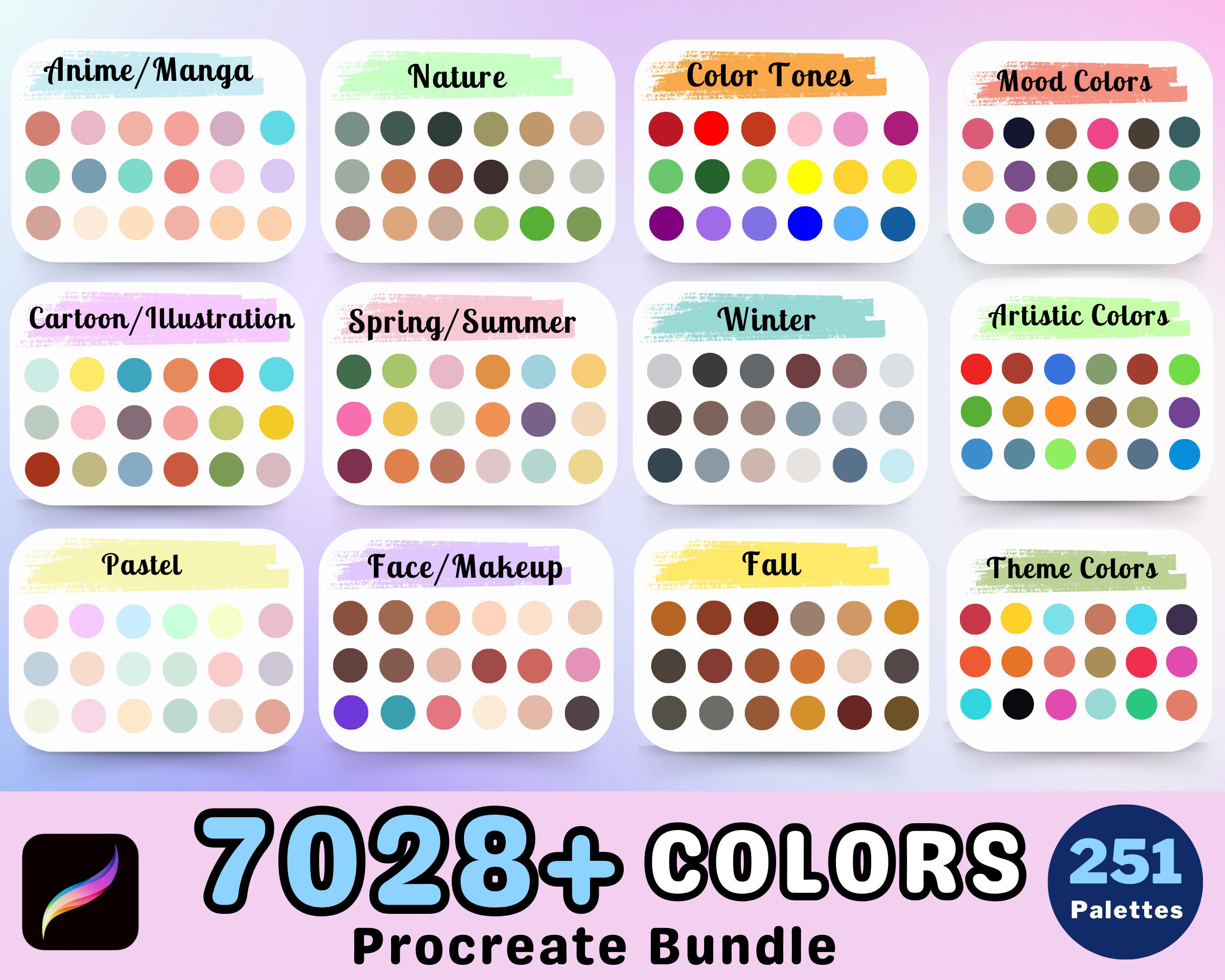 Mega Procreate Color Palette Swatches Bundle – 7,028 Procreate Swatches for iPad - Image 1